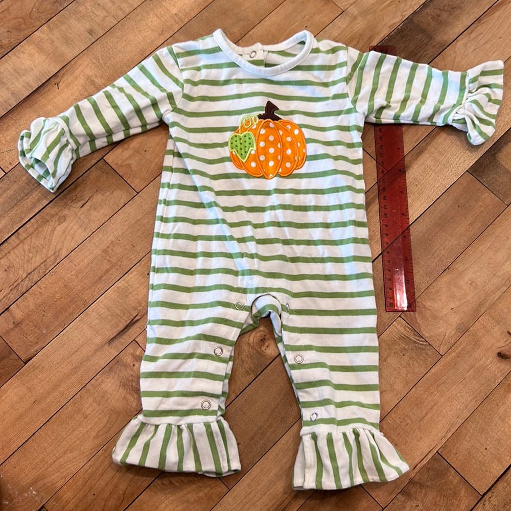 6 month appliqué  Be Mine Fall romper